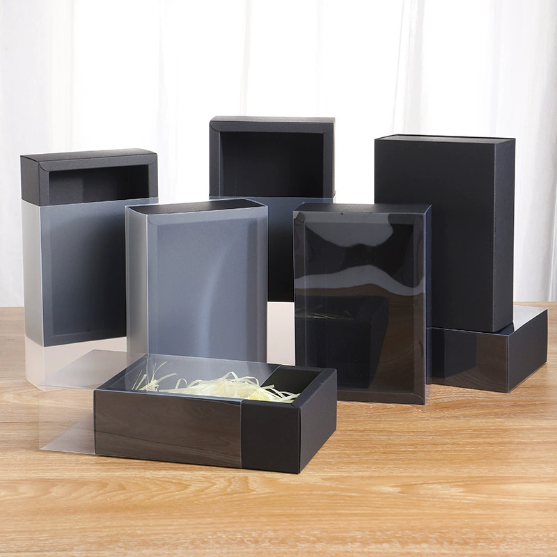 Прозрачная складная коробка для цветов, чая, подарков, сувениров из крафт-бумаги, упаковочная коробка оптом