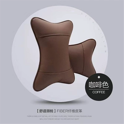 Support Cushion, Backrest Cushion, Universal – Headrest - coffee-color-genuine-leather-material-comfortable-and-breathable-a-pair-of-headrests-aviation-grade-genuine-leather-material