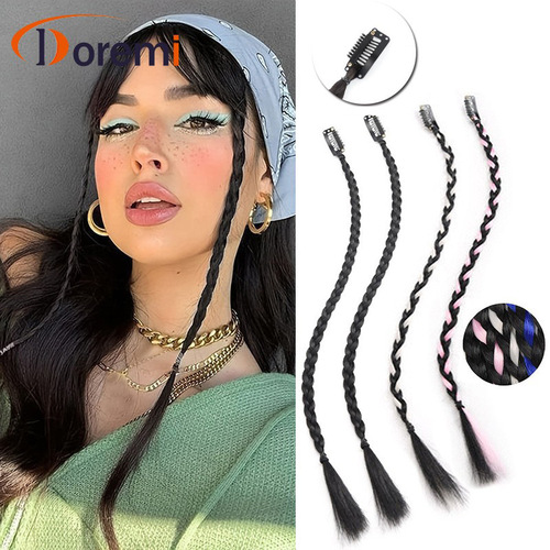 Wig Boxing Braids, Messy Braids, Girl Group, Hot Girl Style, Two-Color Highlights, Braid Pigtails, Ear-Hanging Dye, Fake Horse Tail Wig Braids