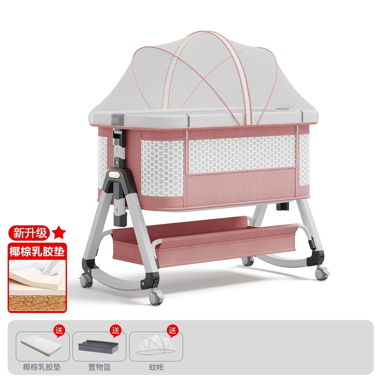 Cama de bebé móvil portátil cuna cama plegable multifuncional BB cama para recién nacidos empalme cama grande