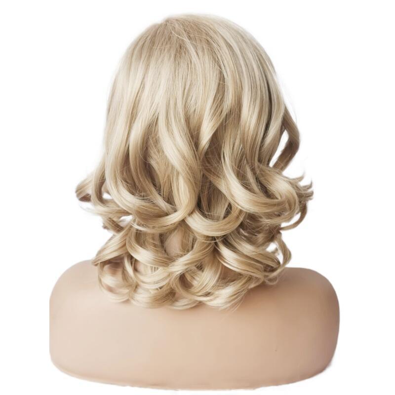 Perruque afro bouclée naturelle pour femmes noires - Cheveux synthétiques résistants à la chaleur avec bonnet intégral - Longueur mi-longue à longue_voghion.com