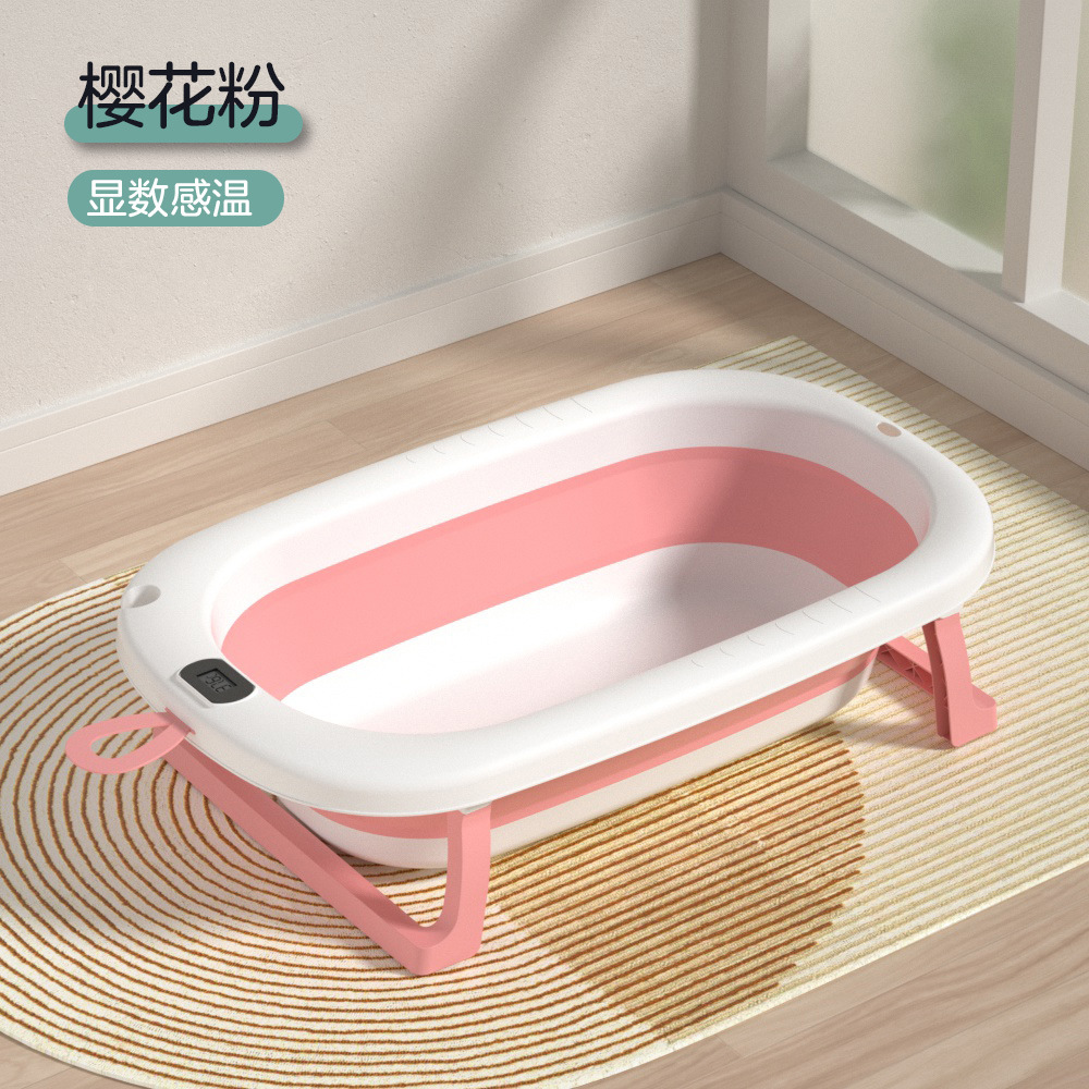 Bañera de baño de bebé sensible a la temperatura grande bañera de bebé plegable bebé sentado y acostado niños hogar recién nacido suministros para niños
