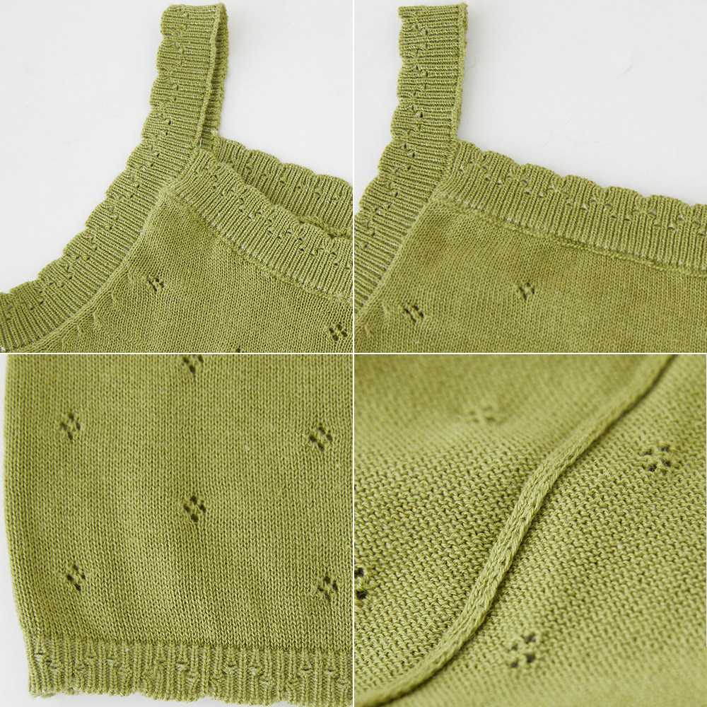 Chaleco de punto para niñas huecas con tirantes Chaleco de bebé para niños de algodón fino de verano para niños con falda tutu al por mayor