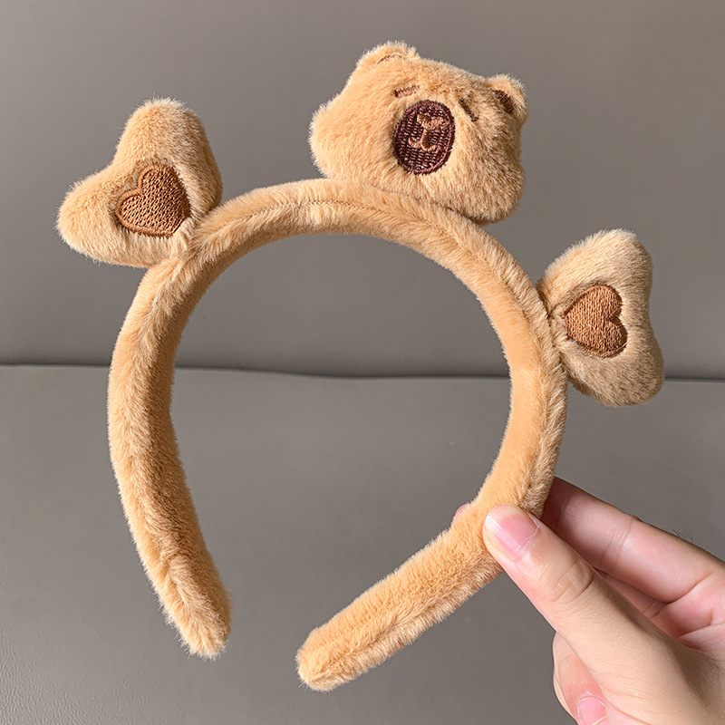 Otoño y invierno peluche oso dibujos animados banda de pelo especial para lavar la cara cabello de niña lindo cabello de cabello de cabello de cuerda
