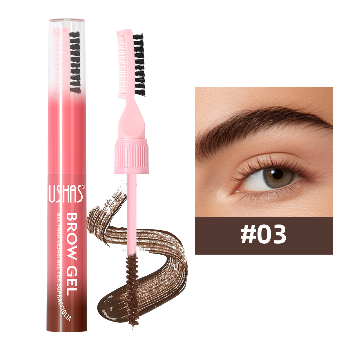 USHAS Europa y los Estados Unidos punto transfronterizo venta impermeable duradero doble cabeza cepillo de cejas gel UC155 image 9
