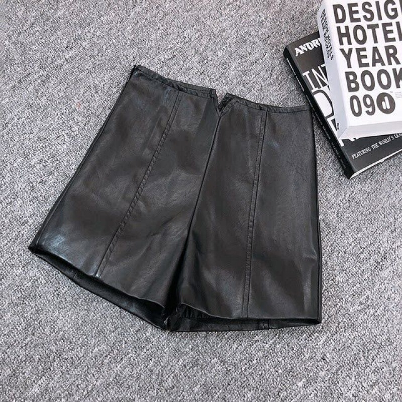 Autumn 2021 New Korean Style PU Leather Shorts Women's Autumn and Winter Leather Pants High Waist Slim-fit Wide Leg A- shaped Outer Wear Autumn 2021 New Korean Style PU Leather Shorts Women's Autumn and Winter Leather Pants High Waist Slim-fit Wide Leg A- shaped Outer Wear