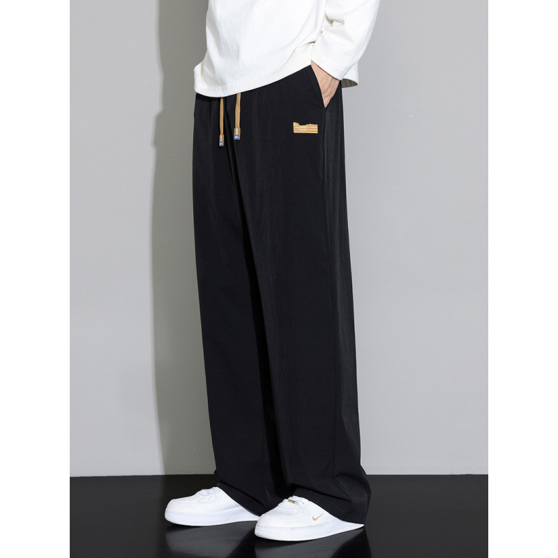 Men's Spring and Autumn Pants with Drape, Wide-Leg Pants, Loose Sports Sweatpants, Trendy Straight-Leg Pants, Casual Long Pants