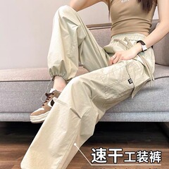 美式工装裤女2025春秋新款口袋休闲直筒阔腿裤潮流运动裤一件代发