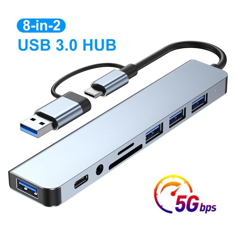 Wholesale Dual-Head Type-C Docking Station High-Speed 3.0 One-To-Eight Hub Dock Hub USB Multi-Port USB Hub