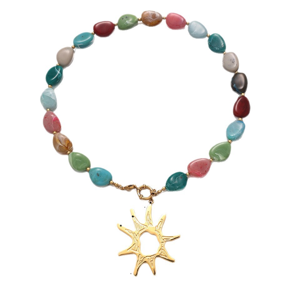 Tina Europa y los Estados Unidos transfronterizos de verano pequeños frescos collares de cuentas de color ligero lujo alta sensación de joyería de mujer al por mayor