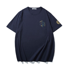 潮牌大码时尚印花T恤 夏季宽松小标反光+烫金印胖子T恤打底 T6345