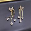 Advanced earrings, high-end, Japanese and Korean, light luxury style, double wear, diamond encrusted