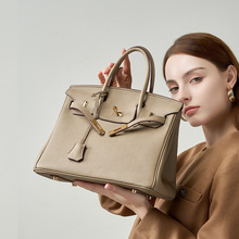 蜡线togo头层牛皮手工铂金包 高版本真皮女包锁扣气质休闲手提包