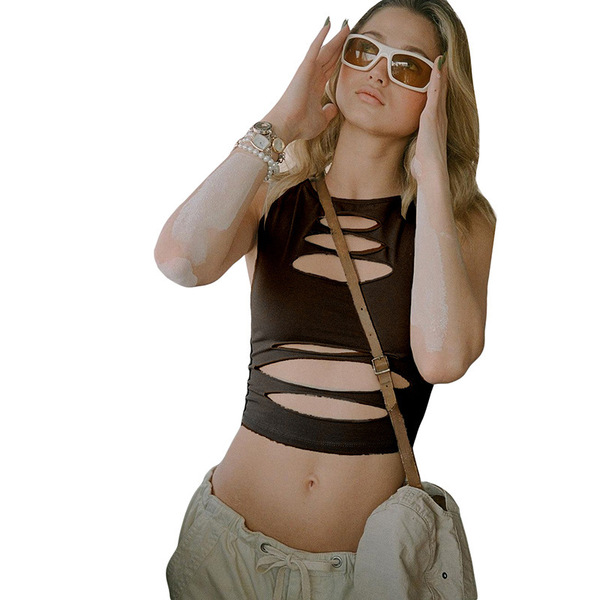 Hollow sleeveless short vest wholesale summer sexy women crop top…