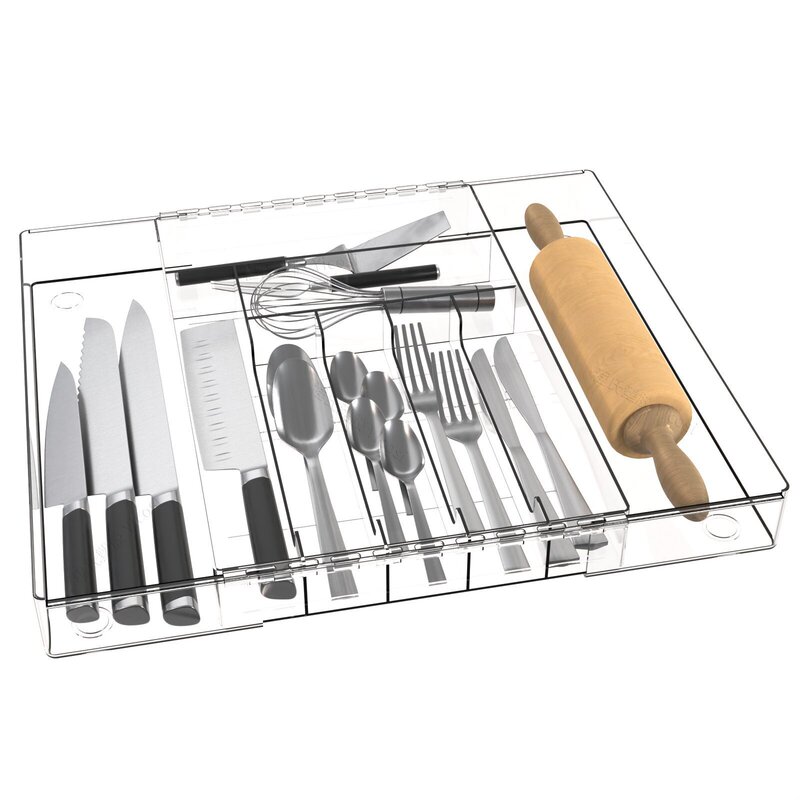 Cross-Border Tableware Kitchen Organizer Drawer Telescopic Storage Box Cosmetics Stationery Silverware Storage Partition Telescopic Box