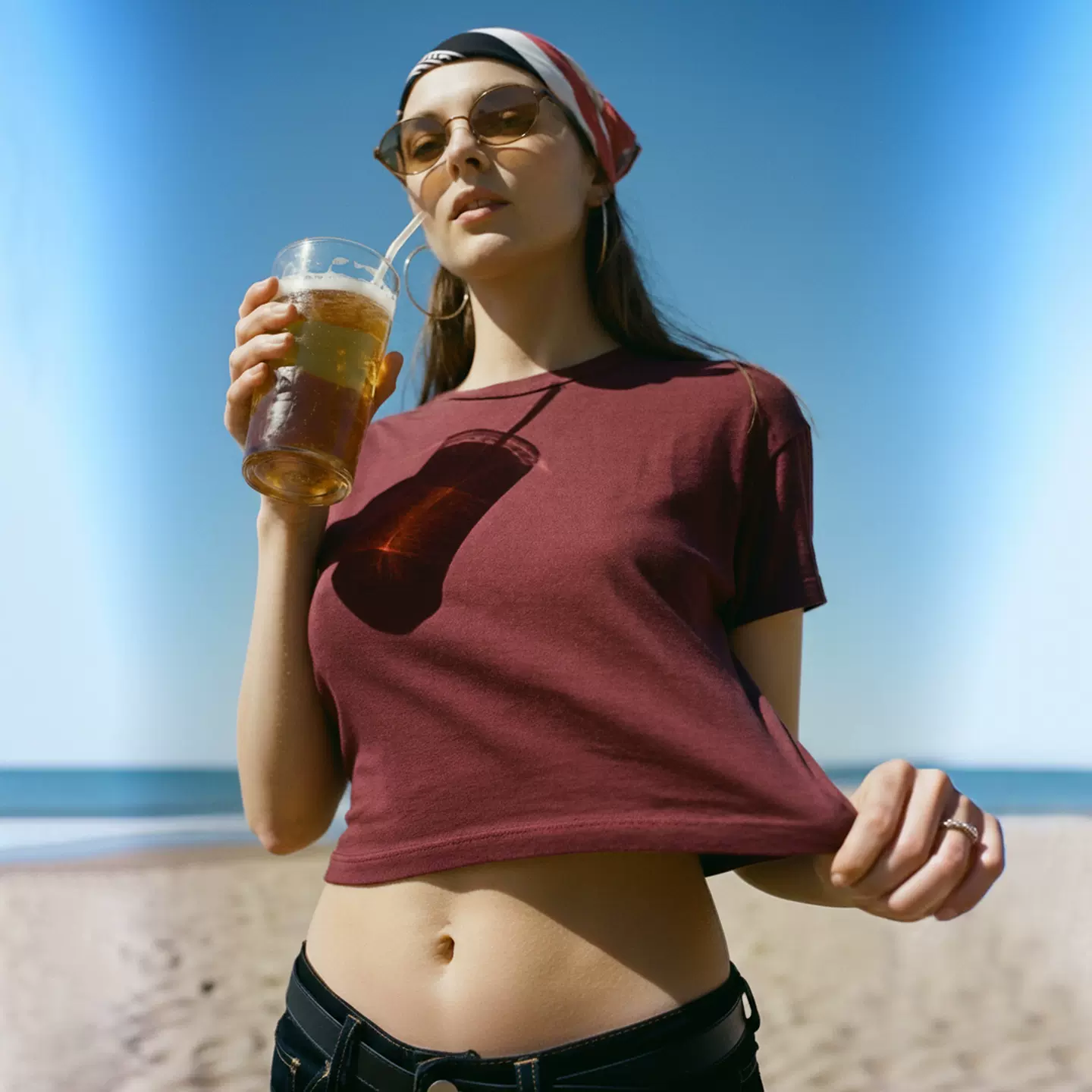 捷展女装|220G水果弹力T恤26春夏新品欧美辣妹修身显瘦短款短袖女