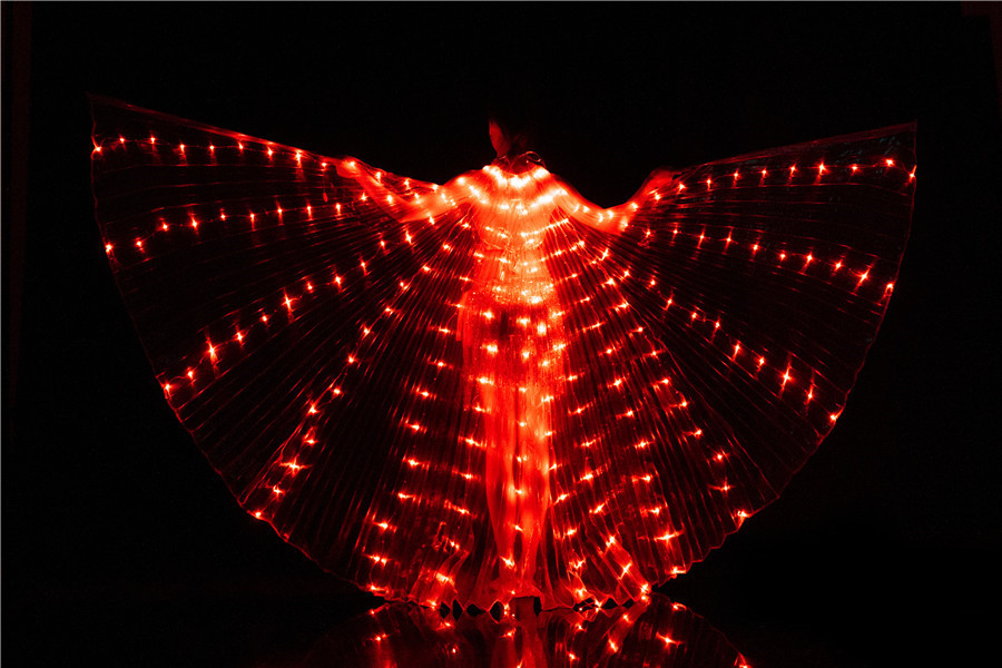 Alas luminosas LED para danza del vientre o fiestas, alas 360° con luz incorporada, ideal para espectáculos y Navidad