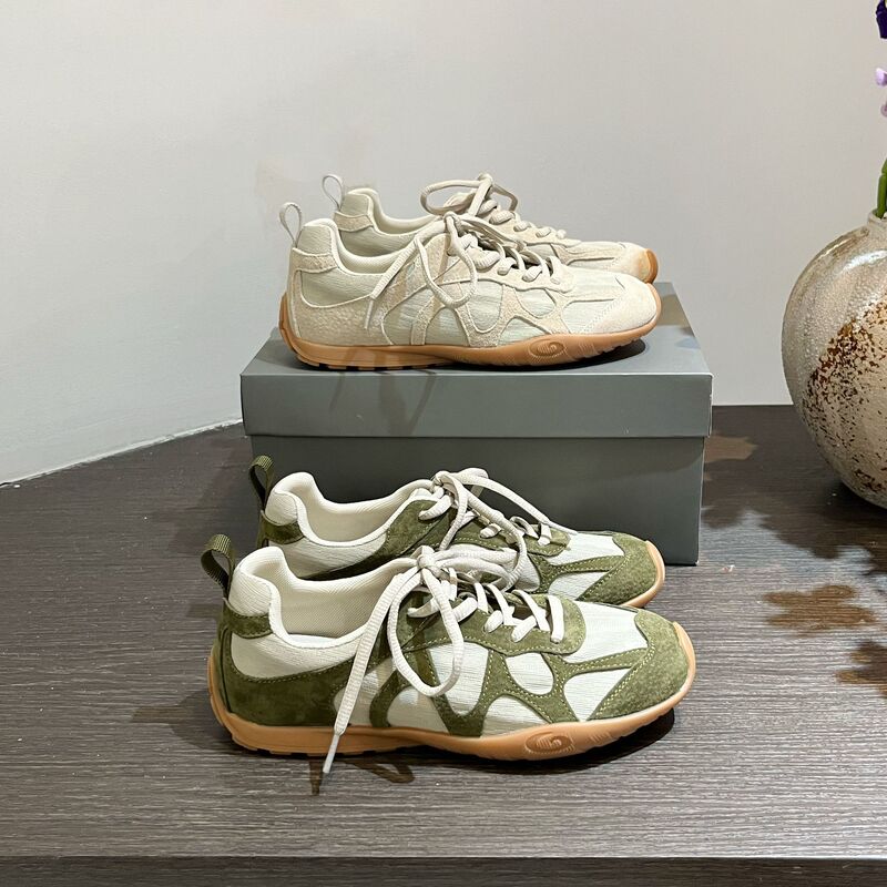 2026 New Retro Fishbone Linen Color-Blocked Green German Training Shoes for Women, Casual Sports Sneakers, Versatile Forrest Gump Shoes 2026 New Retro Fishbone Linen Color-Blocked Green German Training Shoes for Women, Casual Sports Sneakers, Versatile Forrest Gump Shoes