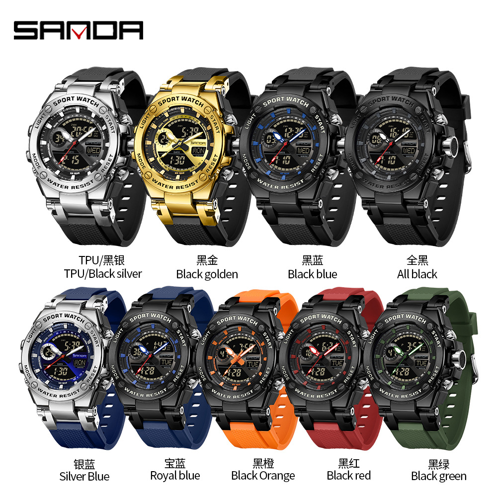 Reloj electrónico de la marca Sanda, Douyin, reloj para estudiantes, reloj despertador, reloj electrónico de tendencia multifuncional impermeable