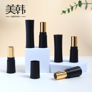 Matt Black Round Lipstick Tube Customized Classy Tube Plastic Lipstick Empty Tube Cosmetic Packaging Material Lipstick Tube DIY