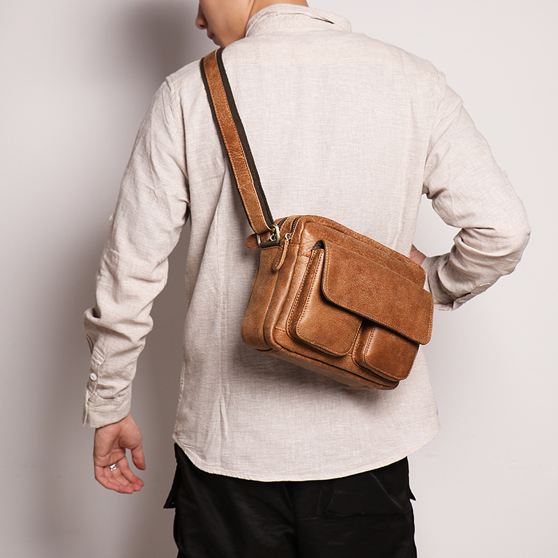 Luojia fábrica nueva de los hombres de cuero solo hombro iPad bolsa de mensajero de cuero de las mujeres bolsa de mensajero de moda versátil pequeño bolso cuadrado