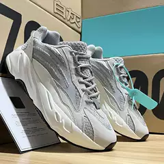 Yeezy 700 V2 White Gray – Lightweight Chunky Dad Shoes for Men with Reflective Design, Unisex Casual Sneakers in Carbon Black
