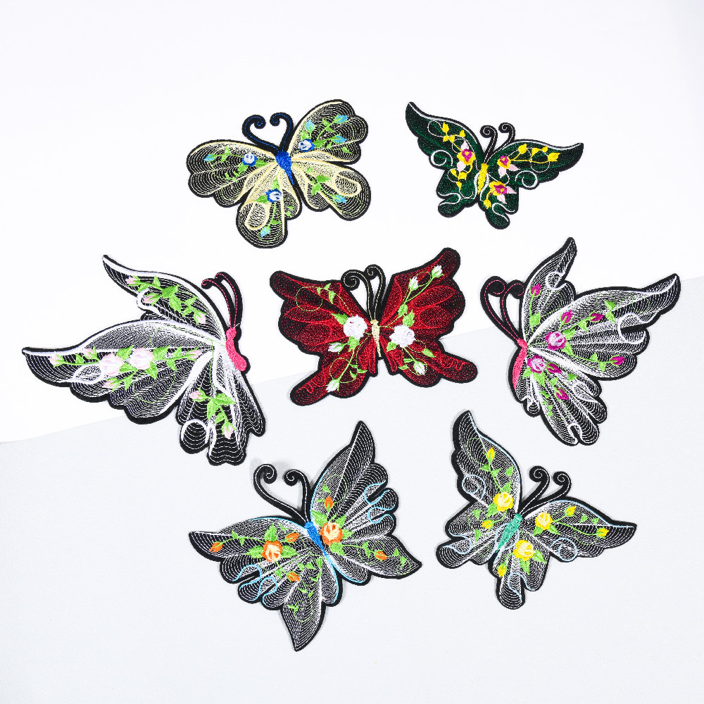 馨文厂家直销 电脑绣花布贴大号蝴蝶全套服装鞋帽搭配外贸精品批