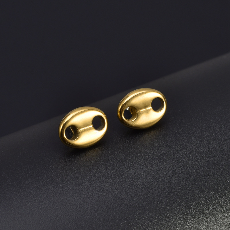 Oval Pattern Women'S Gender 18K Real Gold Plated 304 Stainless Steel PVD Coated Stone-Free Oval Waterproof Non Tarnish Simple Style Ear Studs For Women'S
