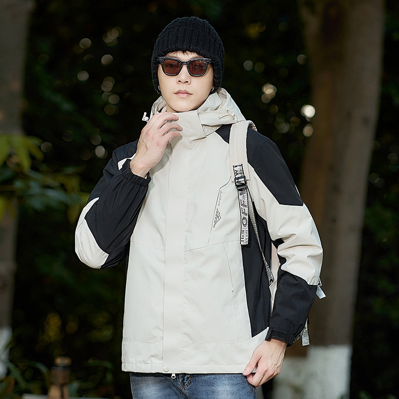 3 - en - 1 ropa de asalto para hombres al aire libre dos piezas de relleno de terciopelo interior otoño invierno montañismo impresión de logotipo fijo ropa de trabajo mujer