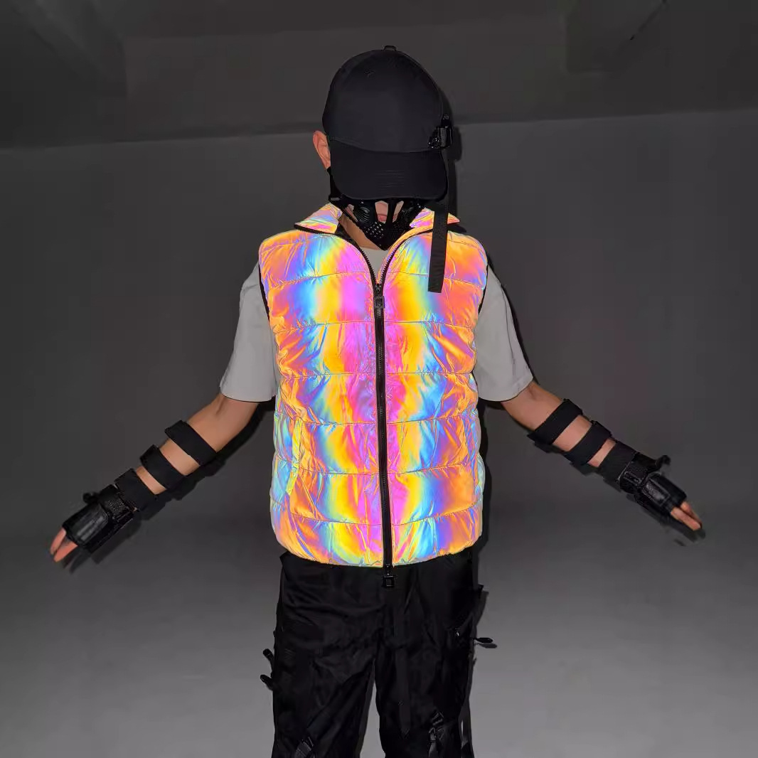 Men's Clothing colorful reflective cotton vest men's autumn and winter outdoor warm thick colorful reflective vest_voghion.com
