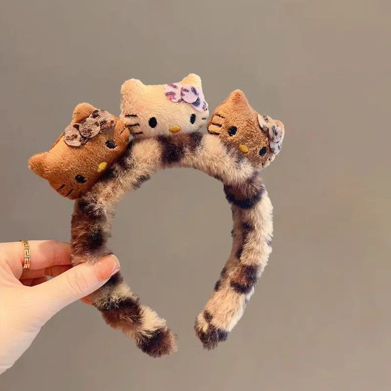 2024 nuevo lindo gato kt presión cabello lavado facial especial cabello de cabeza para mujeres de alto cráneo cabello de cabeza de cabeza de pelusa de otoño pasador de pelo