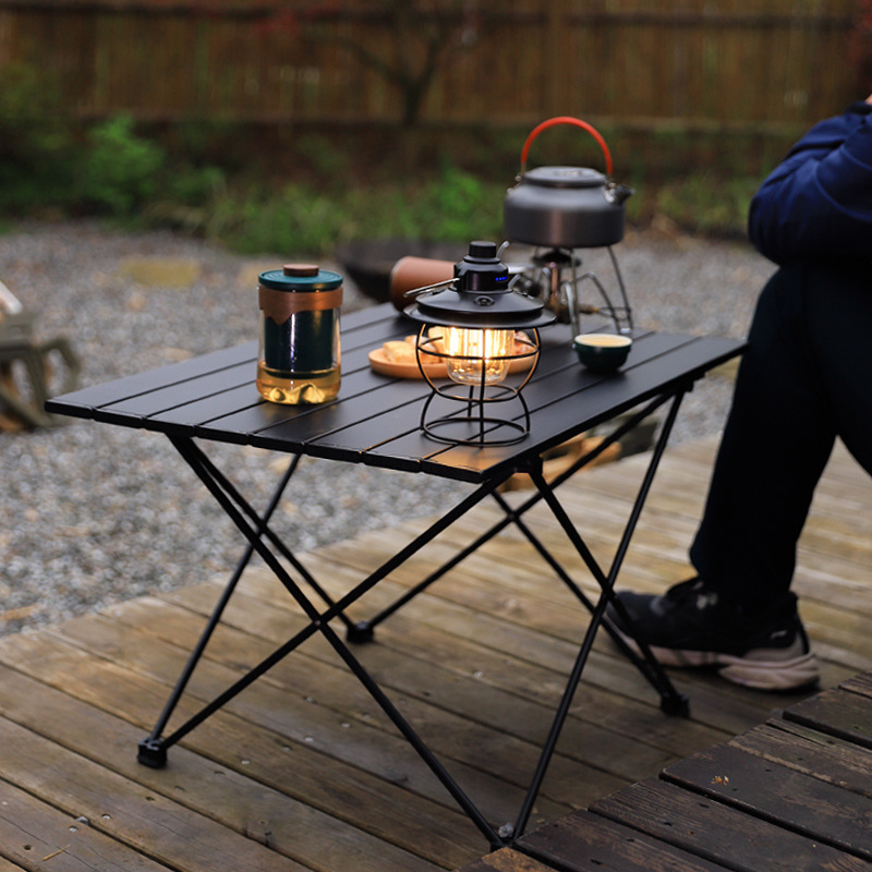 Outdoor Portable Foldableing Aluminum Alloy Table Picnic Camping Style Barbecue Table Simple Leisure Aluminum Plate Table Large, Medium and Small