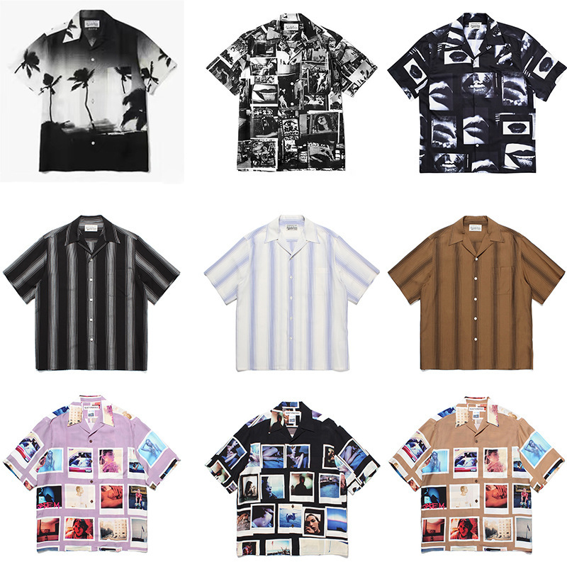 Wacko Maria X Moriyama Daido Coconut Tree 18Ss Collaboration Heaven Tokyo Hawaii Short Sleeve Shirt for Men and Women Wacko Maria X Moriyama Daido Coconut Tree 18Ss Collaboration Heaven Tokyo Hawaii Short Sleeve Shirt for Men and Women