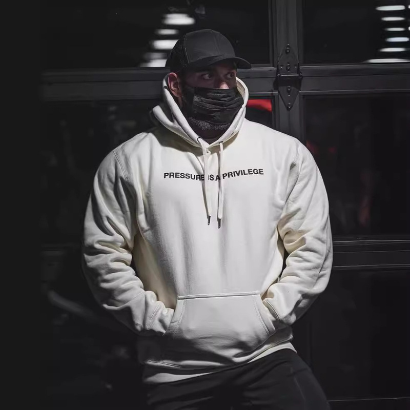 Chris Fleece Letter Sweatshirt for Men, Loose Fit, Oversized, Casual, Fitness, Autumn and Winter Pullover, Trendy and Versatile