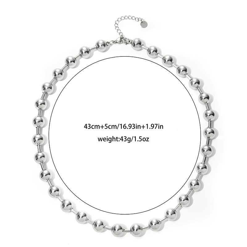 Fashionable universal necklace from pearl stainless steel, accessory, European style, simple and elegant design