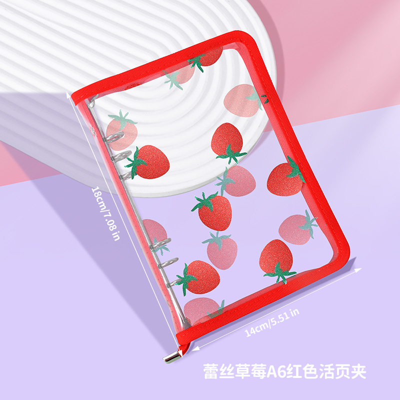 레이스 딸기 A6 레드 바인더
