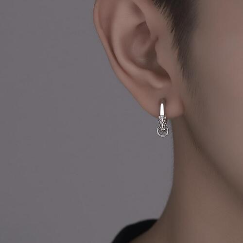 925 silver earrings for men niche personality men's earrings trendy ins simple European and American hip-hop rings trendy men's earrings earrings