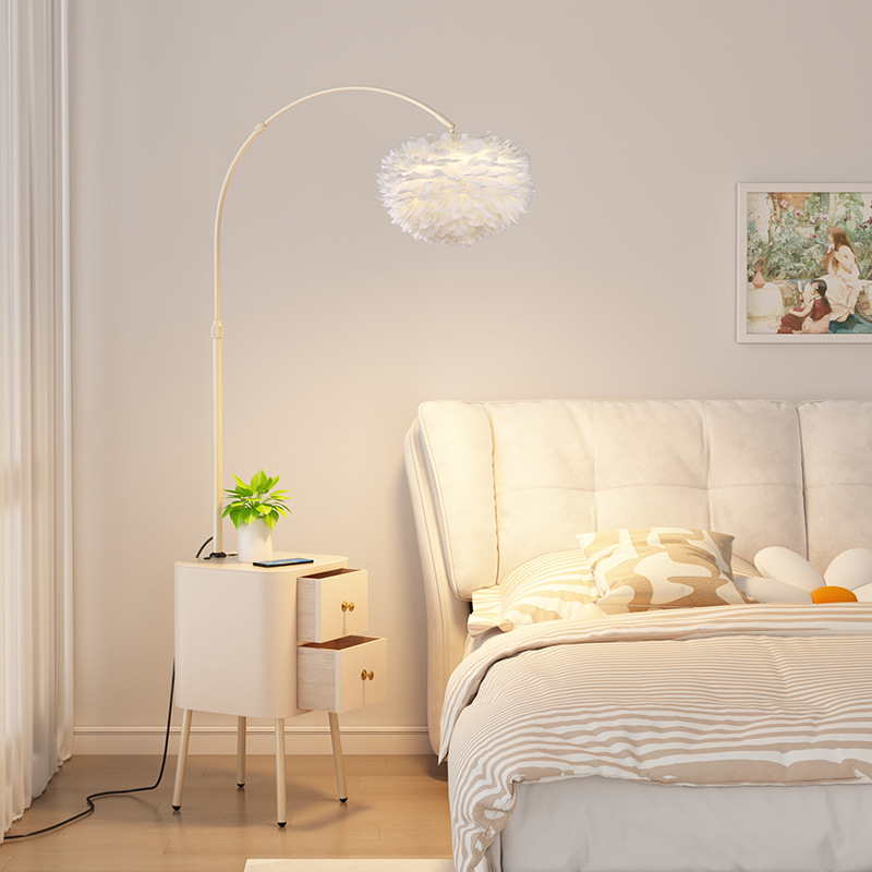 網紅落地燈輕奢客廳沙發邊荼幾置物架抽屜臥室床頭櫃一體