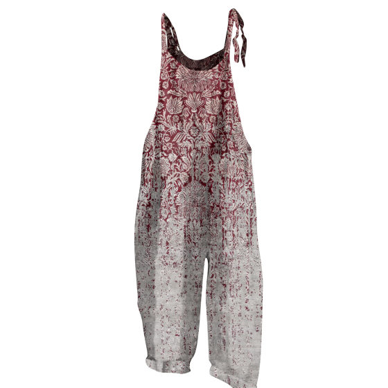 2023 Summer new women's Christmas printed retro jumpsuit European and American Foreign Trade popular sling jumpsuit for women