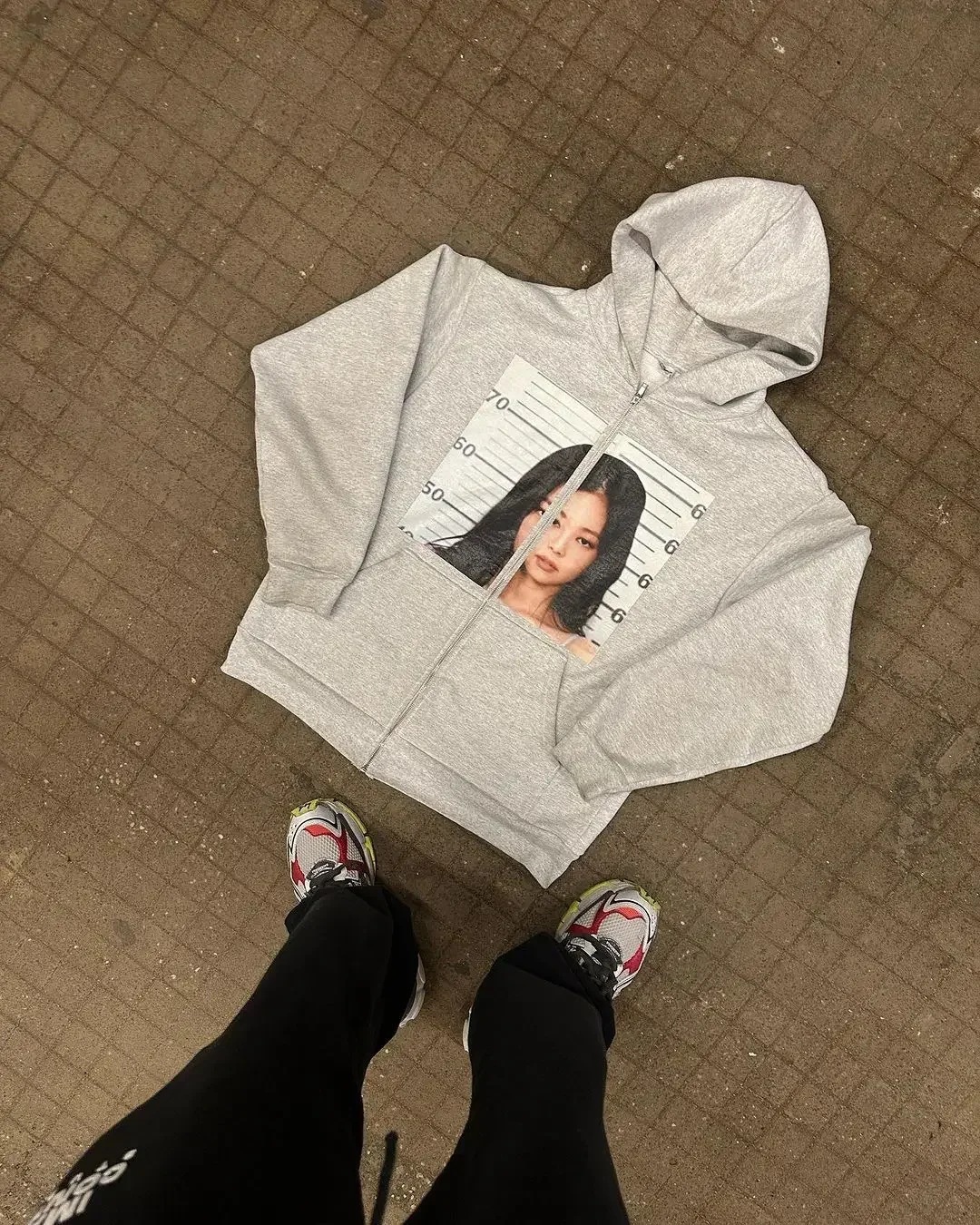 Y2K Street Print Zip-Up Hoodie – Unisex Oversized Fleece Pullover With Graphic Design, Retro Casual Wear For Men & Women_viptrois.com