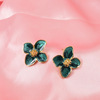 Fashionable earrings, accessory, flowered, Korean style, wholesale