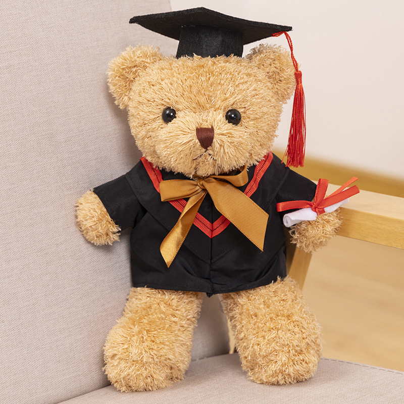 Graduación doctor Teddy Bear sombrero muñeca licenciatura oso impresión logotipo muñeca de peluche muñeca conmemorativa de la escuela