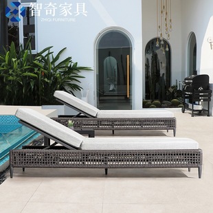 Outdoor Bed Villa Courtyard Waterproof Sun Protection Resort Hotel Outdoor Rattan Swimming Pool Lounger Garden Beach Chair