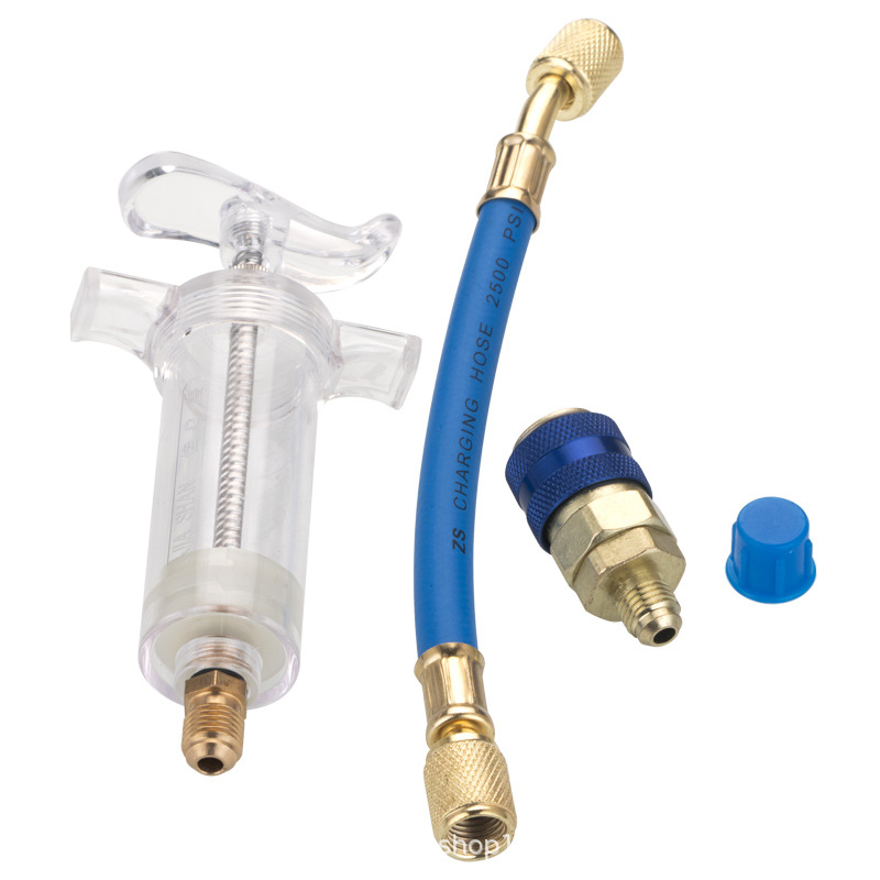 Aire acondicionado coche inyección de aceite herramienta de inyección de colorante 1 oz 1 / 4 "tubo de llenado de aceite líquido puro refrigerante