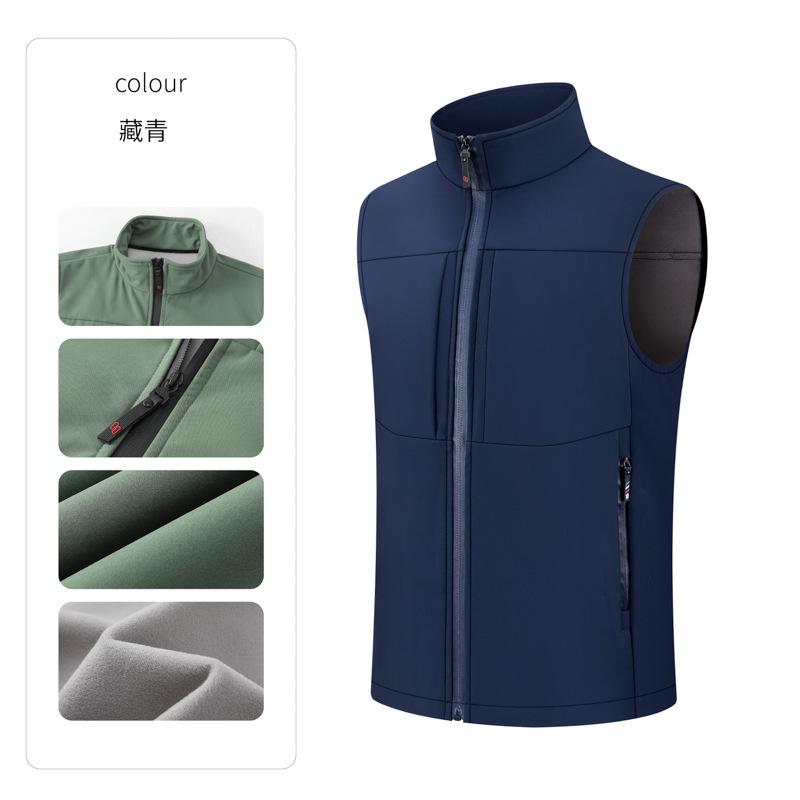 软壳冲锋衣马甲定制logo多口袋防水背心印字印图工作服加厚坎肩|undefined