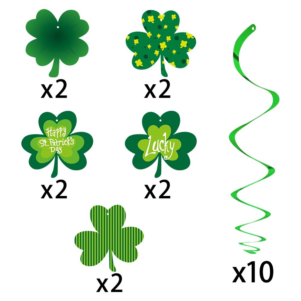 El día de San Patricio espiral colgante ornamento Festival irlandés decoraciones del partido trébol de cuatro hojas espiral colgante ornamento