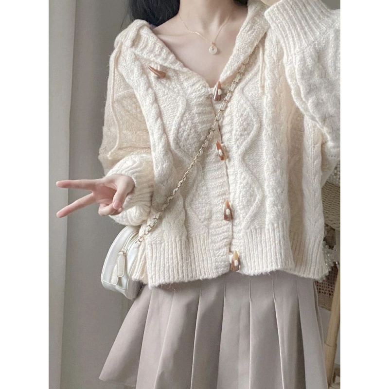 Кардиган с капюшоном, свитер-жилет Oversize демисезон, цвет слоновая кость, размеры S–2XL