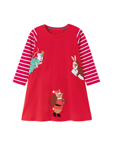 Little maven European and American style children's dress cartoon autumn girls 'dress striped long-sleeved children's dress
