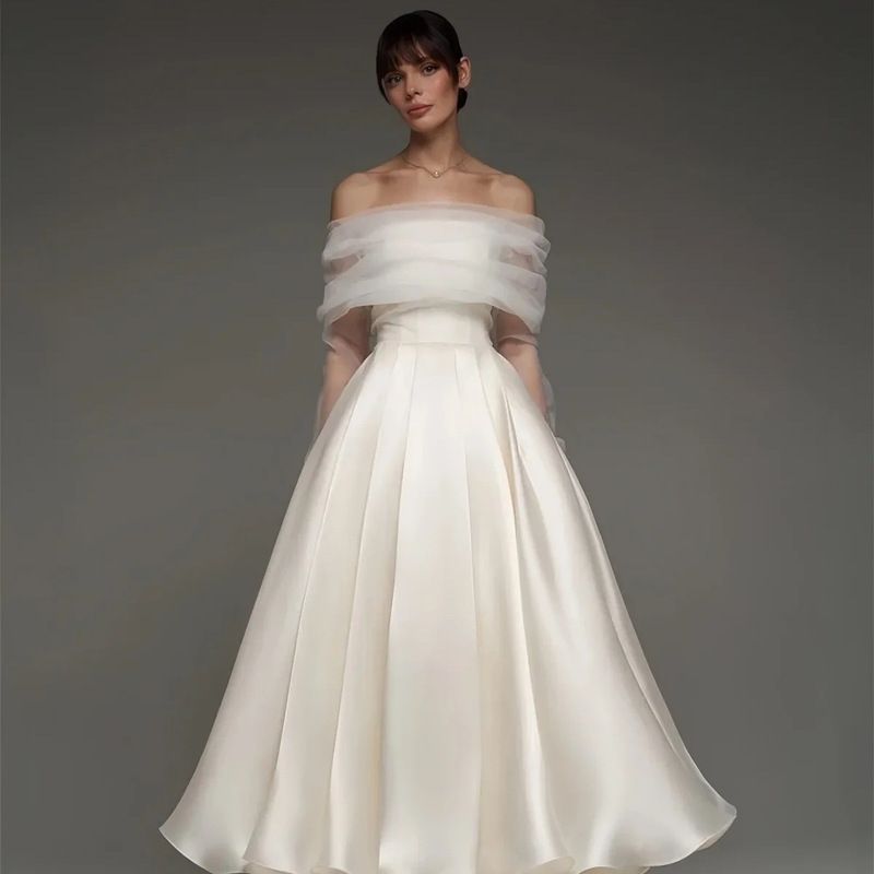 2026 New Style Wedding Dress, Off-Shoulder, Simple Design, Floor-Length Princess Ball Gown, Suitable for Travel Photography, Cross-Border Supply, Aliexpress 2026 New Style Wedding Dress, Off-Shoulder, Simple Design, Floor-Length Princess Ball Gown, Suitable for Travel Photography, Cross-Border Supply, Aliexpress