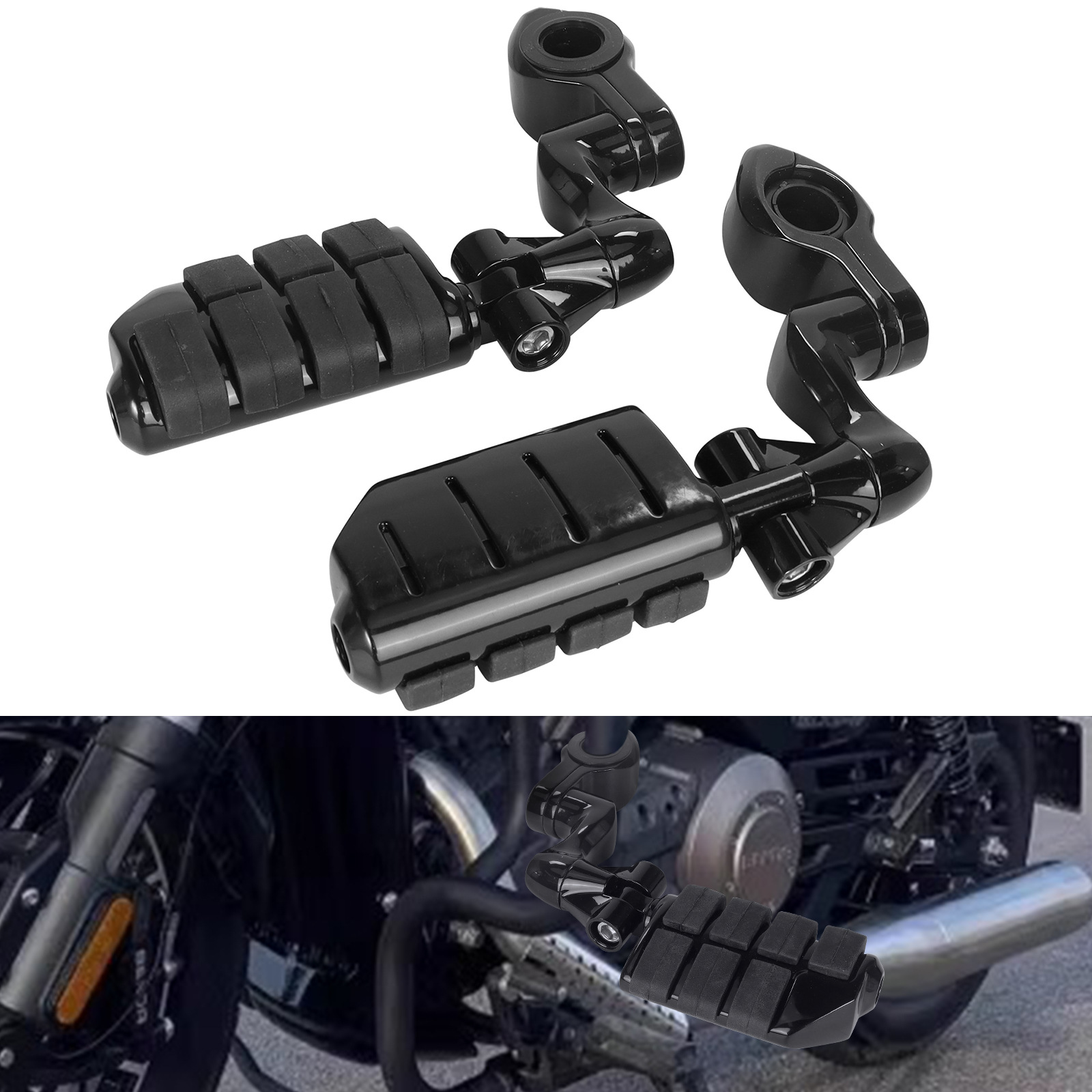 Harley Street Glide Motorcycle Modified Rubber Short Pedal Set Footrest Guard Bar Rest Bracket